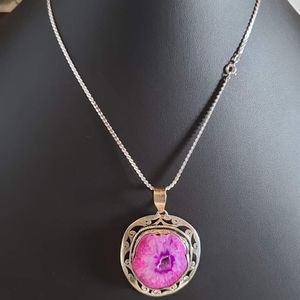 Pink Sterling Silver *Dried Solar Quartz* pendant